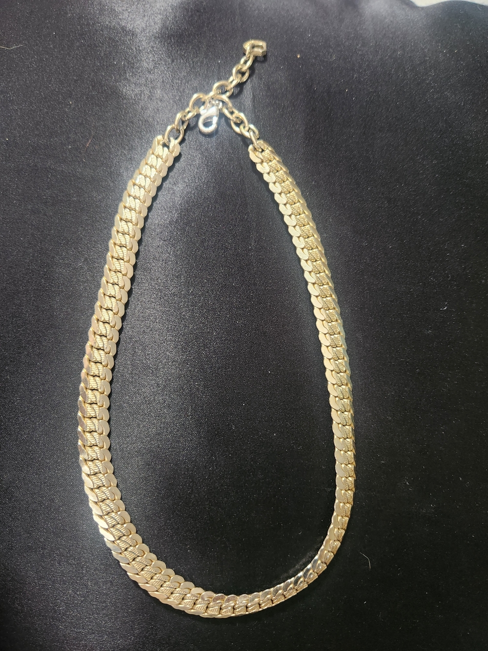 Signed West Germany Gold Herringbone Chain Necklace - Women Jewelry